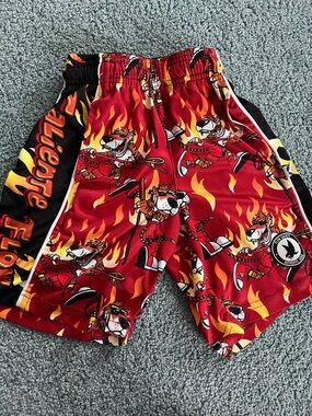 Flow Society Caliente Flow Boys Red Flame Graphic Athletic Shorts